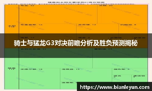 骑士与猛龙G3对决前瞻分析及胜负预测揭秘